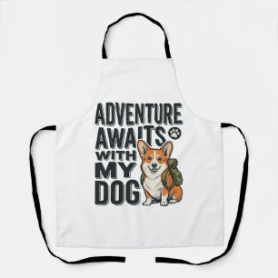 Avontuur wacht met mijn hond vintage wandelontwerp schort