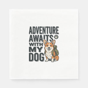 Avontuur wacht met mijn hond Vintage-wandelontwerp Servet