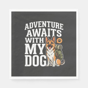 Avontuur wacht met mijn hond wandelen servet