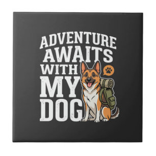 Avontuur wacht met mijn hond wandelen tegeltje