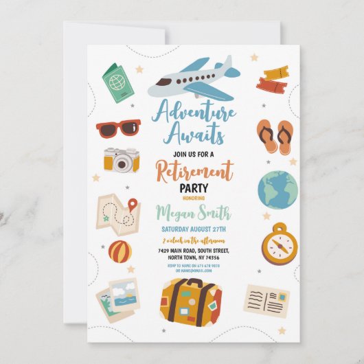Avontuur wacht met pensioenfeest vakantie kaart (Voorkant)