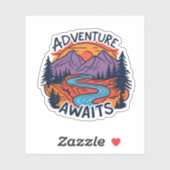 Avontuur wacht - Mountain Scene Sticker (Vel)