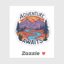 Avontuur wacht - Mountain Scene Sticker