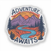 Avontuur wacht - Mountain Scene Sticker (Voorkant)