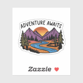 Avontuur wacht - Mountain Scene Sticker