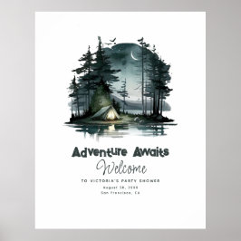 Avontuur wacht Nachtcamping Welkomstbord Poster