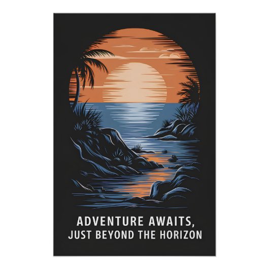 Avontuur wacht, net voorbij de horizon perfect poster (Voorkant)