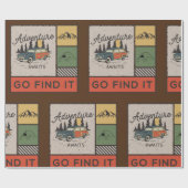 Avontuur wacht om het te vinden Retro Camping Reiz Cadeaupapier (Vlak)