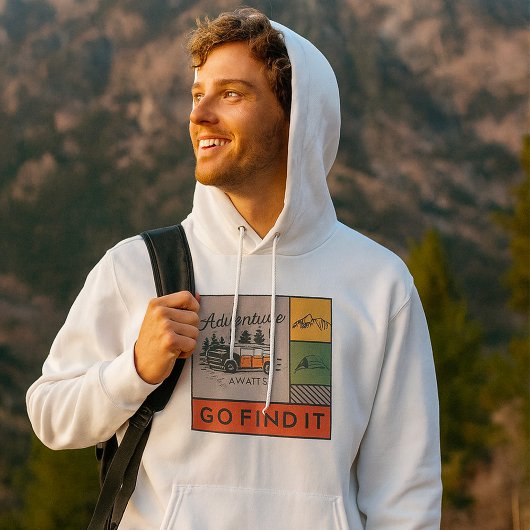 Avontuur wacht om het te vinden Retro Camping Reiz Hoodie