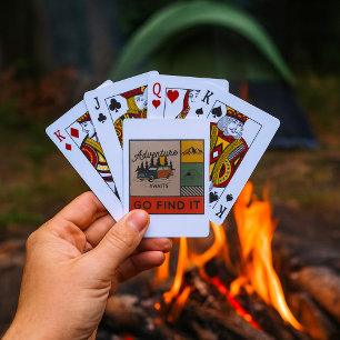 Avontuur wacht om het te vinden Retro Camping Reiz Pokerkaarten