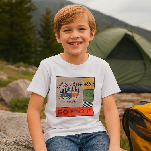 Avontuur wacht om het te vinden Retro Camping Reiz T-shirt
