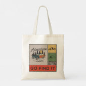 Avontuur wacht om het te vinden Retro Camping Reiz Tote Bag (Achterkant)