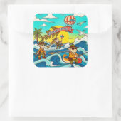 Avontuur wacht onder de golven! vierkante sticker (Tas)