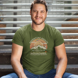 "Avontuur wacht-Ontdek de bergen" ontwerp T-shirt