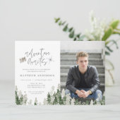 Avontuur wacht op afstuderen foto aankondiging (Staand voorkant)