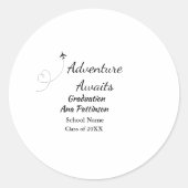 Avontuur wacht op afstuderen voeg naam schooljaar  ronde sticker (Voorkant)