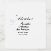 Avontuur wacht op afstuderen voeg naam schooljaar  wijn etiket (Enkel label)