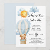 Avontuur wacht op Air Balloon Boy Baby shower Kaart (Voorkant / Achterkant)
