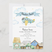 Avontuur wacht op Aviator Airplane Baby shower Kaart (Voorkant)