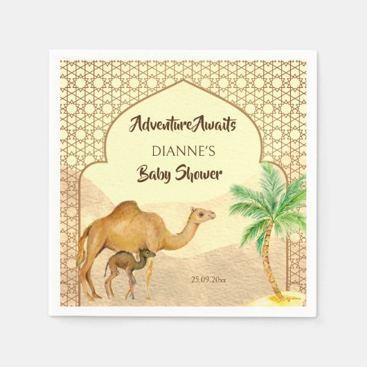 Avontuur wacht op baby kamelenbaby shower servet (Voorkant)