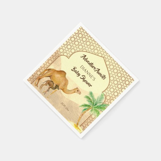 Avontuur wacht op baby kamelenbaby shower servet (Hoek)