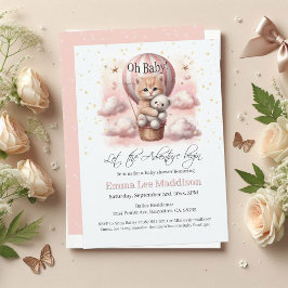 Avontuur wacht op Baby Kitten Hete Luchtballon Kaart