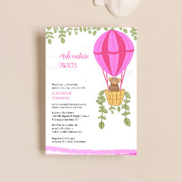 Avontuur wacht op baby shower beer luchtballon kaart