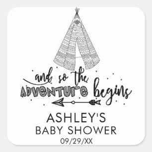 Avontuur wacht op Baby shower Favor Sticker