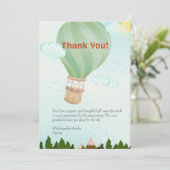 Avontuur wacht op Baby shower heteluchtballon Bedankkaart (Staand voorkant)