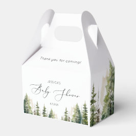 Avontuur wacht op baby shower in het bos bedankdoosjes