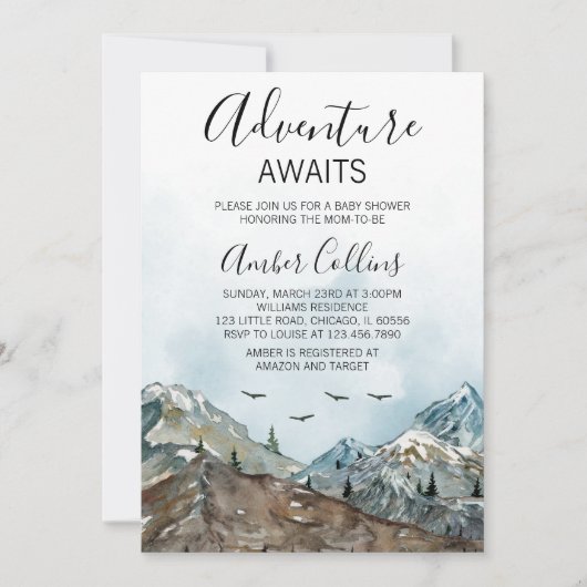 Avontuur wacht op Baby shower Kaart (Voorkant)