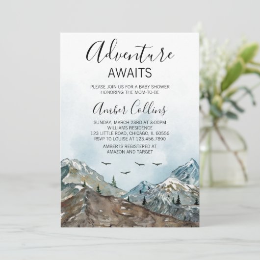 Avontuur wacht op Baby shower Kaart (Staand voorkant)