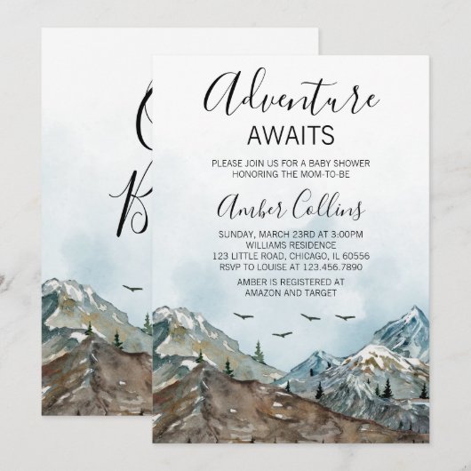 Avontuur wacht op Baby shower Kaart (Voorkant / Achterkant)