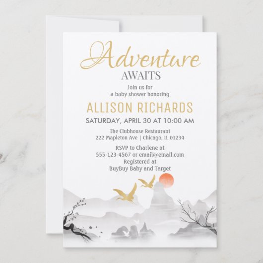 Avontuur wacht op baby shower met Koreaanse inkt Kaart (Voorkant)