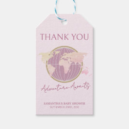 Avontuur wacht op Baby shower met paspoortthema Cadeaulabel