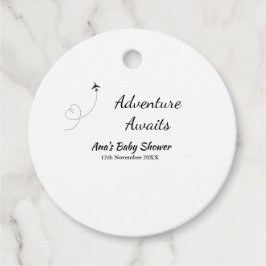 Avontuur wacht op baby shower naam toevoegen datum bedankjes labels