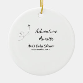 Avontuur wacht op baby shower naam toevoegen datum keramisch ornament