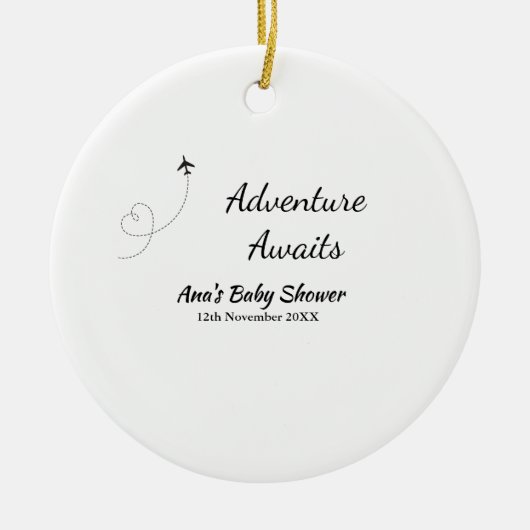 Avontuur wacht op baby shower naam toevoegen datum keramisch ornament (Voorkant)