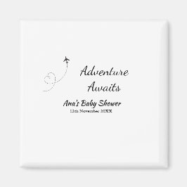Avontuur wacht op baby shower naam toevoegen datum magneet