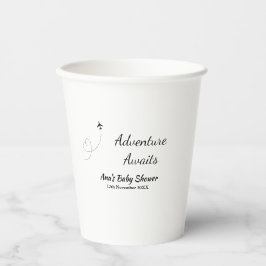 Avontuur wacht op baby shower naam toevoegen datum papieren bekers