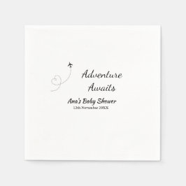 Avontuur wacht op baby shower naam toevoegen datum servet