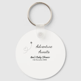 Avontuur wacht op baby shower naam toevoegen datum sleutelhanger