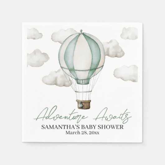 Avontuur wacht op Baby shower Papier servet (Voorkant)
