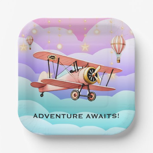 Avontuur wacht op Baby shower Papieren Bordje (Voorkant)