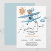 Avontuur wacht op Baby shower Teddy Bear Kaart (Voorkant / Achterkant)