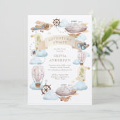 Avontuur wacht op  ballon Baby shower Kaart (Staand voorkant)