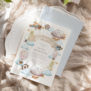 Avontuur wacht op  ballon Baby shower Kaart
