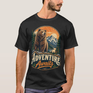 Avontuur wacht op Bear Mountain Retro T-Shirt