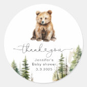 Avontuur wacht op beer baby shower dank u ronde sticker (Voorkant)