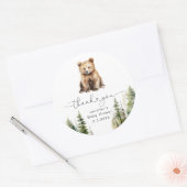 Avontuur wacht op beer baby shower dank u ronde sticker (Envelop)